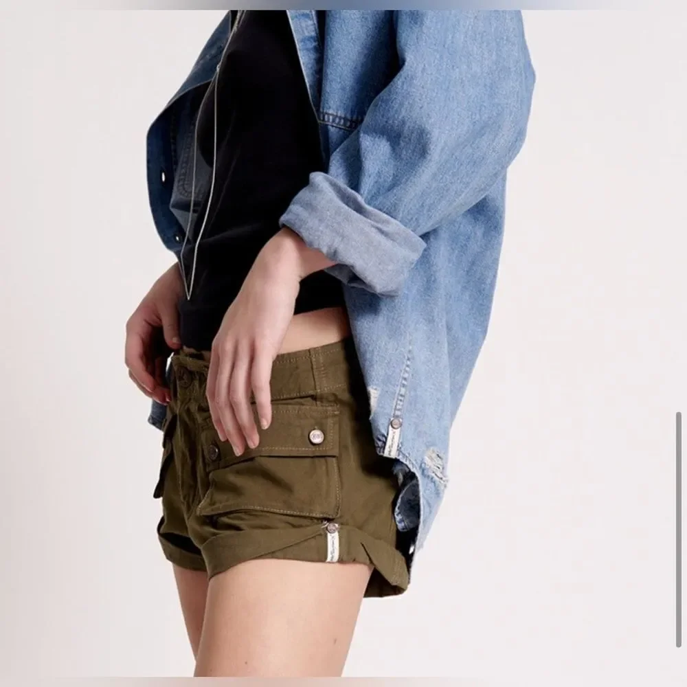 Free People One Teaspoon Dark Khaki Cadet Bandit Low-waist Short NWT Size 30